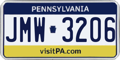 PA license plate JMW3206