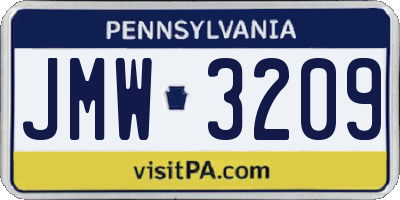PA license plate JMW3209