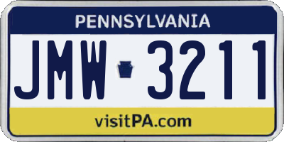 PA license plate JMW3211