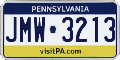 PA license plate JMW3213