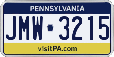 PA license plate JMW3215