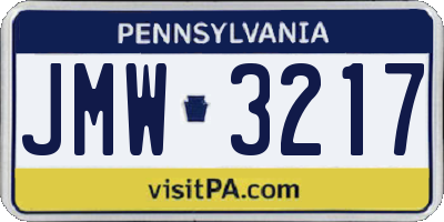 PA license plate JMW3217
