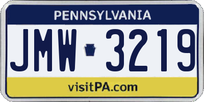 PA license plate JMW3219