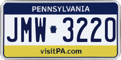 PA license plate JMW3220