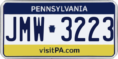 PA license plate JMW3223