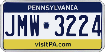 PA license plate JMW3224