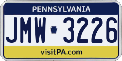 PA license plate JMW3226