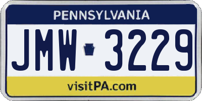 PA license plate JMW3229