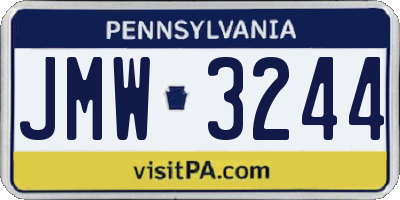 PA license plate JMW3244