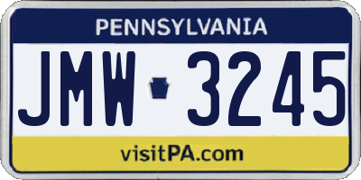 PA license plate JMW3245
