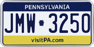 PA license plate JMW3250