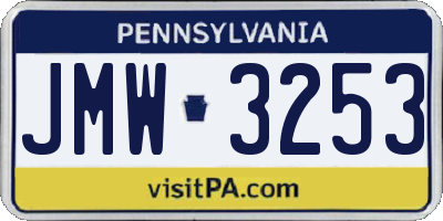 PA license plate JMW3253