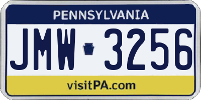 PA license plate JMW3256