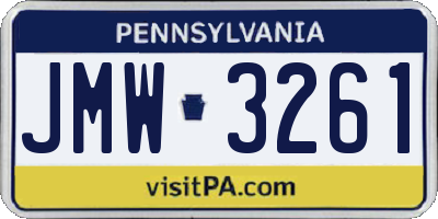 PA license plate JMW3261