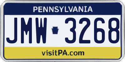 PA license plate JMW3268