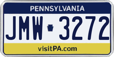 PA license plate JMW3272