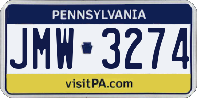 PA license plate JMW3274