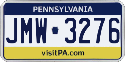 PA license plate JMW3276