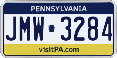 PA license plate JMW3284