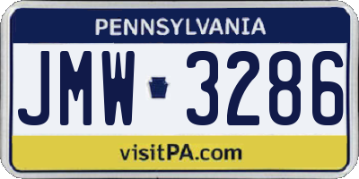 PA license plate JMW3286