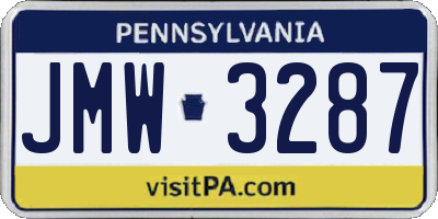 PA license plate JMW3287