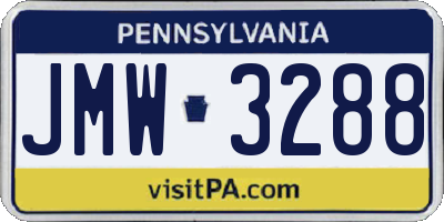 PA license plate JMW3288