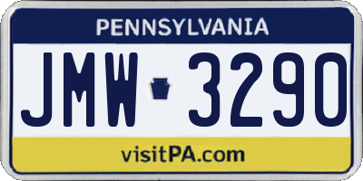 PA license plate JMW3290