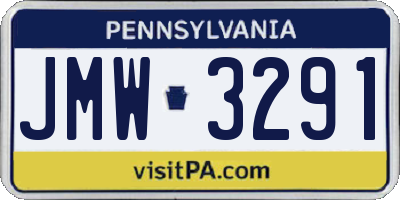 PA license plate JMW3291