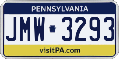 PA license plate JMW3293