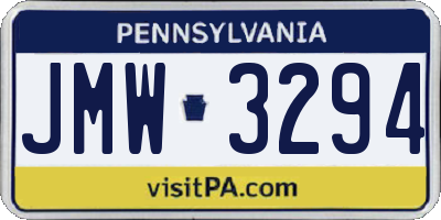 PA license plate JMW3294