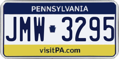 PA license plate JMW3295