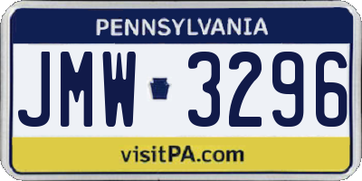 PA license plate JMW3296