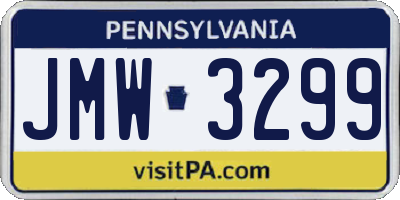 PA license plate JMW3299