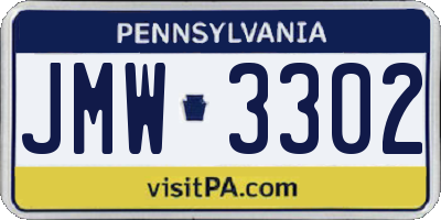 PA license plate JMW3302