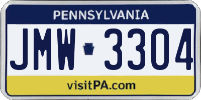 PA license plate JMW3304