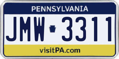PA license plate JMW3311