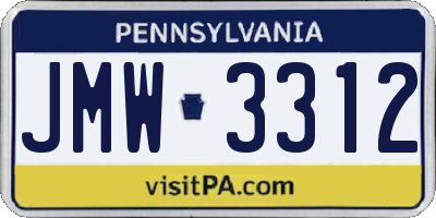 PA license plate JMW3312