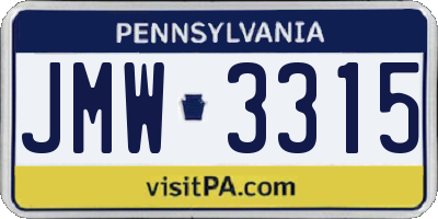 PA license plate JMW3315