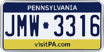 PA license plate JMW3316