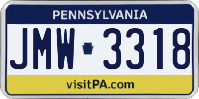 PA license plate JMW3318