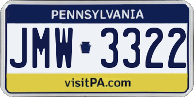 PA license plate JMW3322