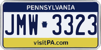 PA license plate JMW3323
