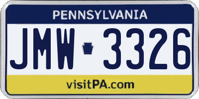 PA license plate JMW3326