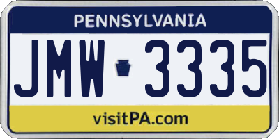 PA license plate JMW3335