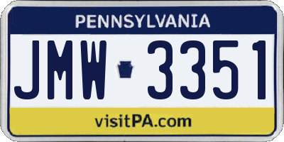 PA license plate JMW3351