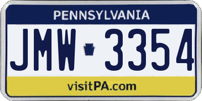 PA license plate JMW3354