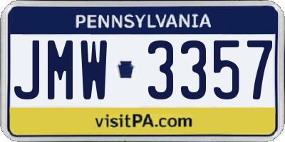 PA license plate JMW3357