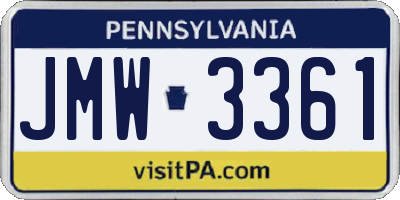 PA license plate JMW3361