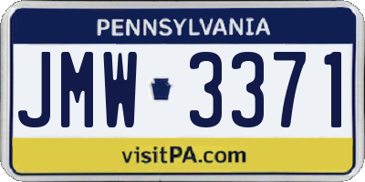 PA license plate JMW3371
