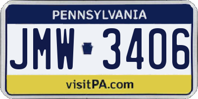 PA license plate JMW3406